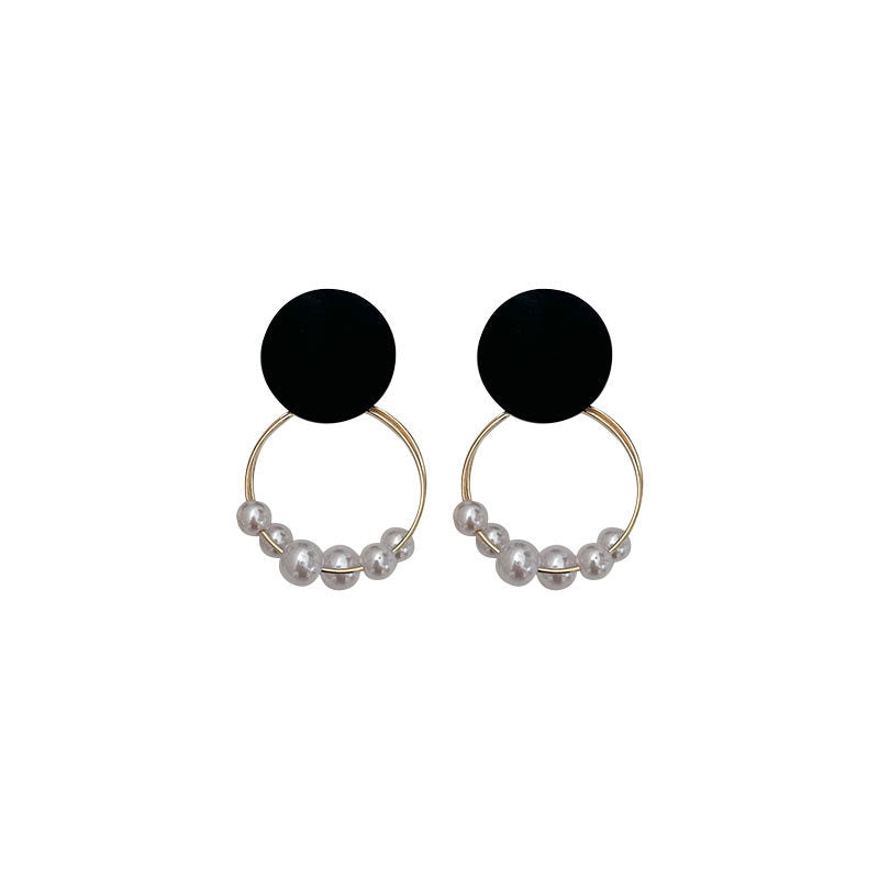 Wholesale Geometric Round Double Sided Circle String Pearl Earrings